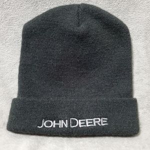 John Deere Embroiderd Beanie Hat Black